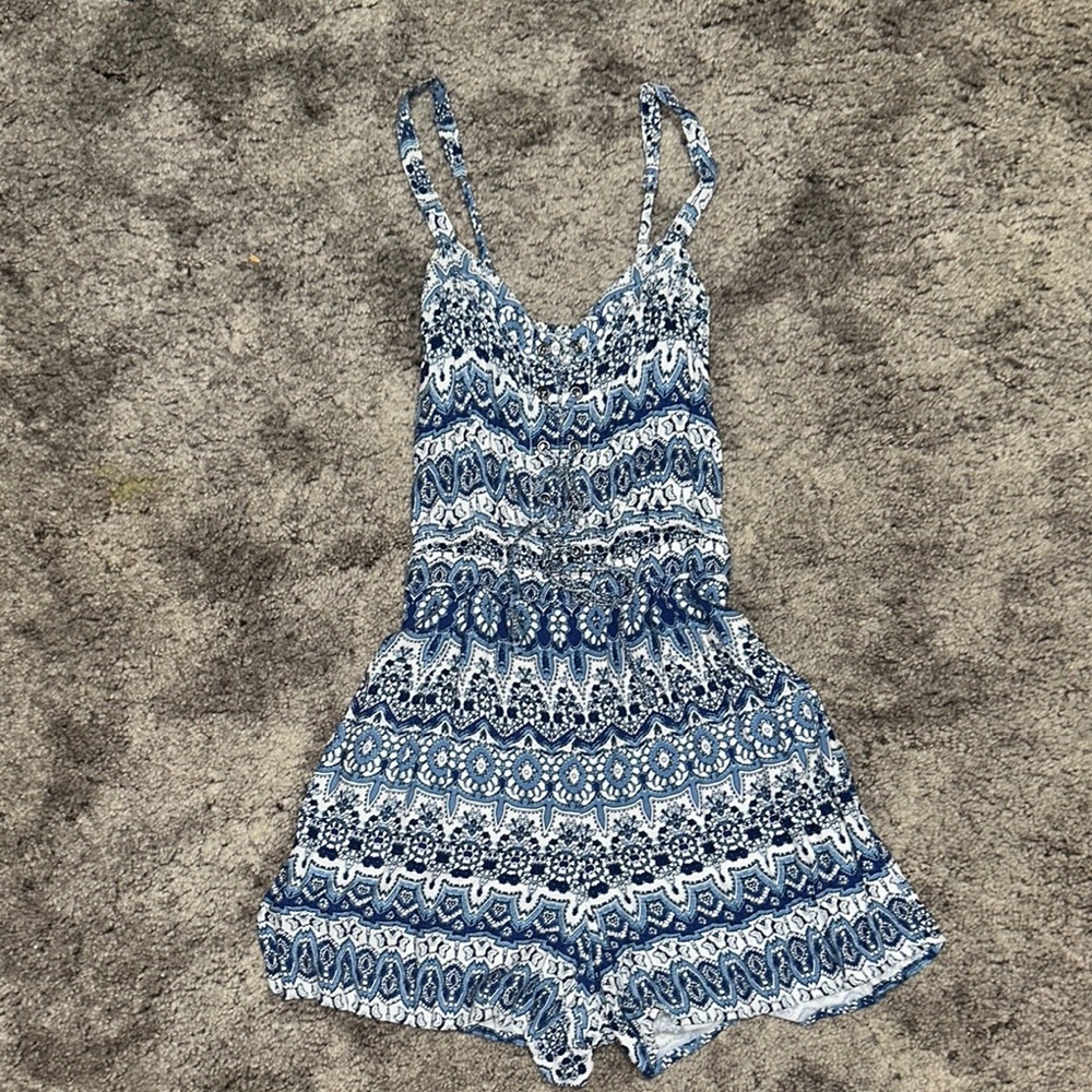 Blue Patterned Romper